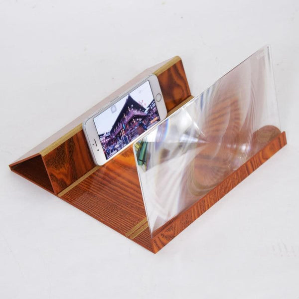 Phone Screen Glass Amplifying Magnifier With High Quality Wooden Stand