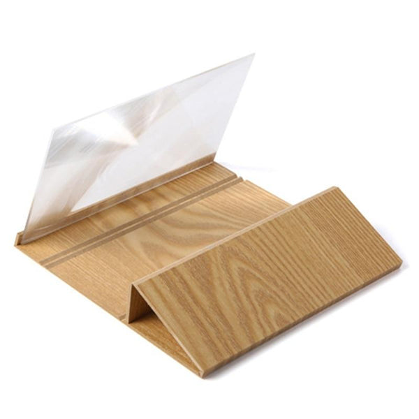Phone Screen Glass Amplifying Magnifier With High Quality Wooden Stand